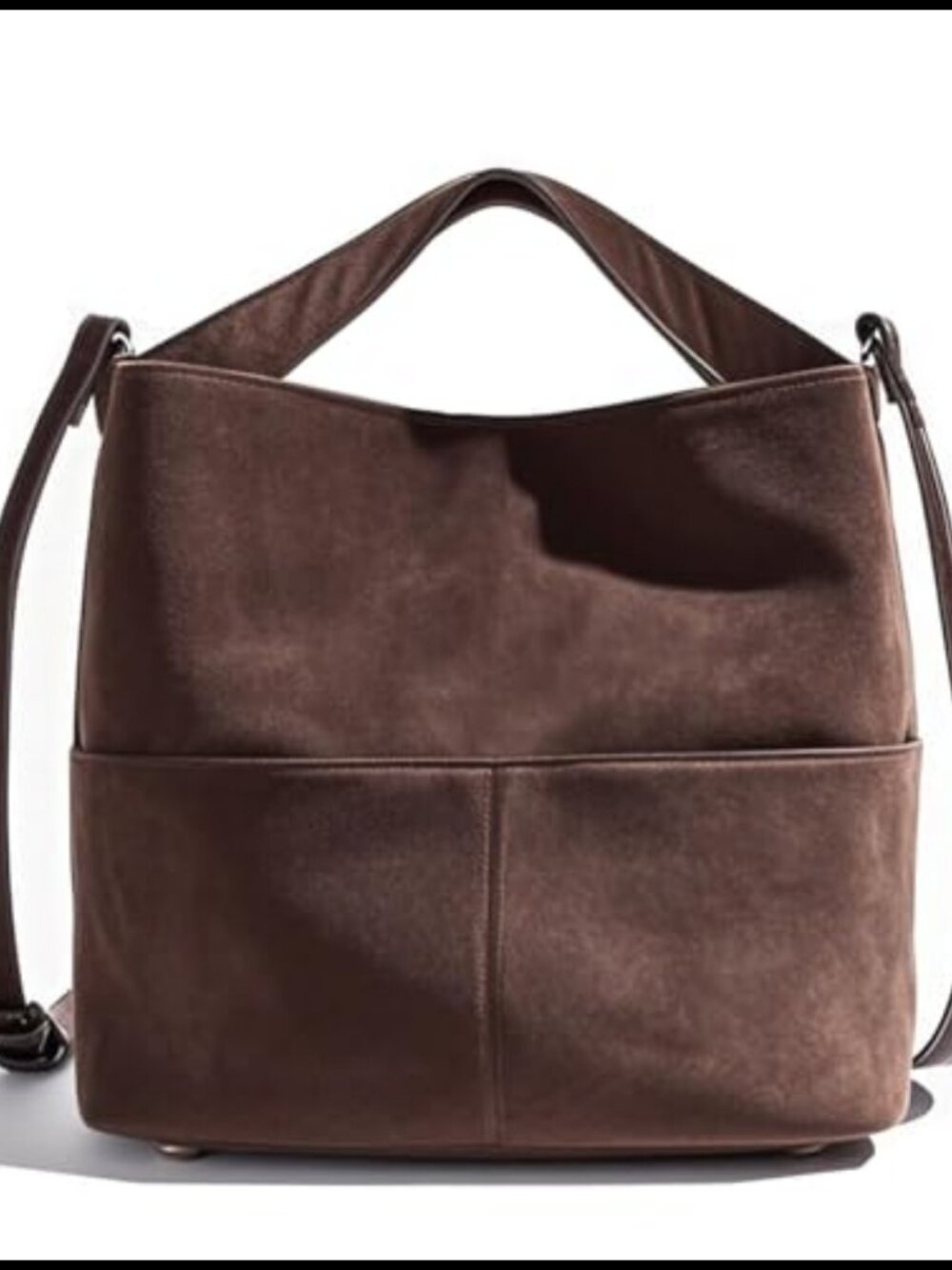 Faux Suede Slouchy Crossbody Bucket Bag Shoulder Tote